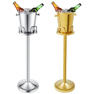 KTV Bar Club Use Wine Bucket On Stand Chiller Cooler Bucket Holder Stainless Steel Champagne Ice Bucket with Stand