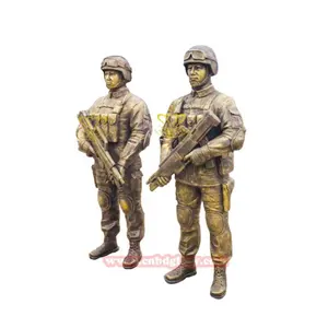 생활 크기 청동 주조 중국 군인 동상
