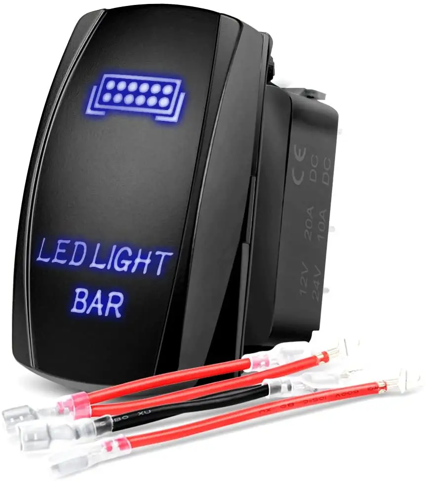 Boot Truck 5Pin Laser Aan/Uit Led 20A/12V 10A/24V Schakelaar Jumper Draden set Led Licht Bar Rocker Switch