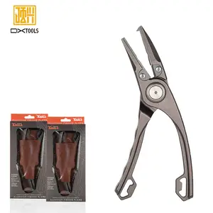 High-End Total Titanium Alloy Fishing Pliers With Leather Bag Multifunction Fast Cutting Line Titanium Alloy Jaws Fishing Pliers