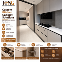 Meuble de cuisine beige haut de gamme avec armoires de rangement hautes et design de rangement linéaire élégant pour projets résidentiels contemporains