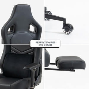 Silla de Juego para Computadora en Oferta, Silla Ergonómica para Videojuegos y Oficina con Reposapiés, Tapizada en Tela Negra - Product Image 4