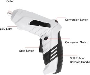 AKX Kit de <span class=keywords><strong>tournevis</strong></span> <span class=keywords><strong>électrique</strong></span> portable 3.6V ABS blanc multi-usage avec interface USB pour le vissage - Product Image 2