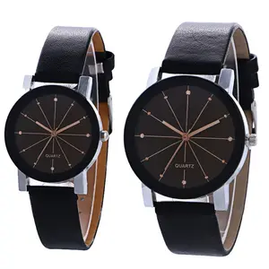 도매 저렴한 귀여운 쌍 시계 커플 가죽 스트랩 캐주얼 석영 로맨틱 전자 커플 시계