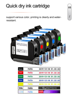 Marcador de impresora de inyección de tinta manual de marcado manual de 12,7mm para código de fecha/texto/logotipos/símbolos