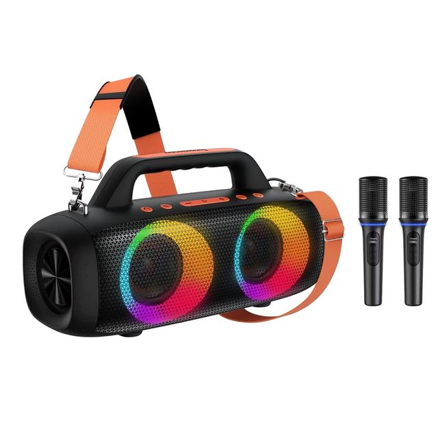 Portable Bluetooth Speaker 80W Powerful Sound Deep Bass IPX6 Waterproof 24H Playtime 5.4 RGB Party Dual Wireless Microphones