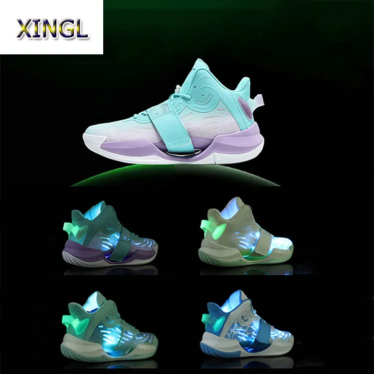 Luxury Cost-effective Children's Luminous Basketball Shoes Unique Ankle Support Walking Shoes Adult Four Seasons Wear Sneakers