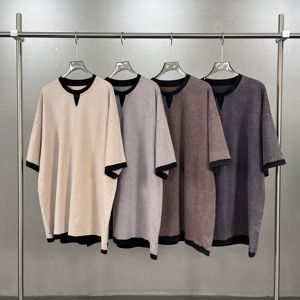 Camiseta de dos piezas en capas de <span class=keywords><strong>color</strong></span> contrastante para hombre de 250g Estilo vintage teñido con cera, lavado y desgastado - Product Image 1