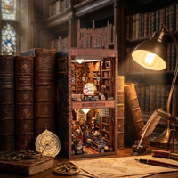 Kits de maisons de poupées miniatures et puzzles en bois 3D DIY Book Nook - Ensemble de jouets en bois modèle et serre-livres décoratifs pour maisons de poupées