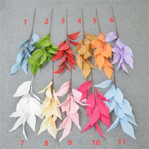 พืชเทียมสีเขียวใบมะม่วงทำจากผ้าไหมดอกไม้<span class=keywords><strong>ปลอม</strong></span>สำหรับจัดงานแต่งงานในสวน - Product Image 6