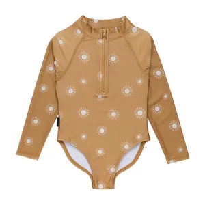 OEM Custom Ins Baby One Piece Zipper Maiô Infantil Swimsuit Beachwear Toddler Rash Guard Swimsuit Kids Swimsuit Vestuário