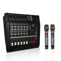 Console de son ELM PMX602S-BT 250W 6 canaux, mixeur audio avec 2 micros sans fil pour utilisation en KTV