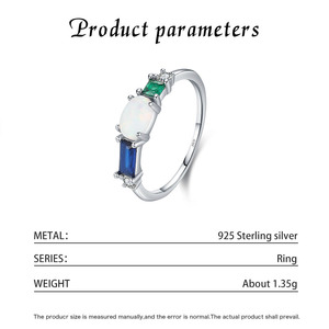 S925 <b>Silver</b> <b>Opal</b> <b>Ring</b> With Emerald And Sapphire Gemstones Prong Setting Classic Women's Engagement <b>Ring</b> - Product Image 2