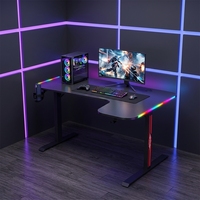 Escritorio de juegos con luz LED RGB grande y moderno, mesa de esquina de Metal en forma de L, mesa de Juegos de ordenador de escritorio moderna