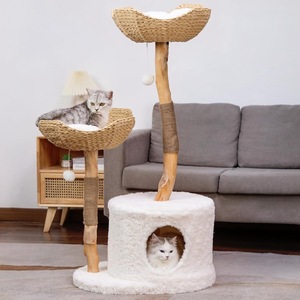 Cat Tree House 58x45x109cm 2 Levels Wood With <b>Scratching</b> <b>Post</b> And Nest For Cat - Product Image 1