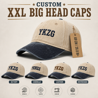 Gorra de béisbol YKZG XXL al por mayor, gorra de papá de 68 cm con corona profunda, 100% algodón, en blanco, para bordado personalizado a granel
