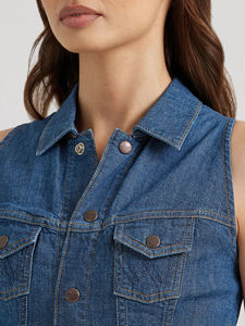 ShanLai Logo personnalisé Classy Racerback Catsuit jambes larges et poches/Salopettes et combinaisons en jean pour femmes en gros - Product Image 4