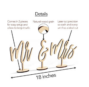 Prop de foto de fiesta de boda de pie Señor y Señora letras Vintage rústico de madera Sr. y Sra. signo para mesa de boda - Product Image 2