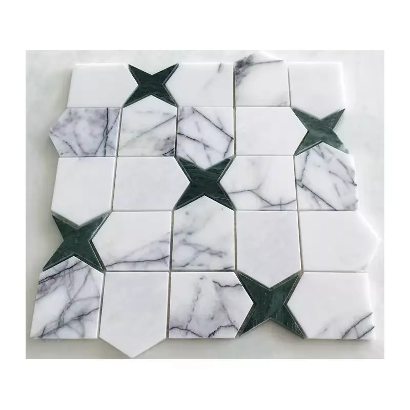 white green marble mosaic tiles light green floor carpet star interior home decor square marble mosaic daisy flor customized