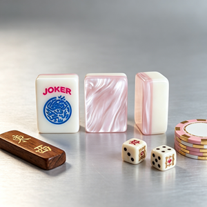Juego de Mahjong Portátil de Lujo para 4 Jugadores, con Fichas de Acrílico Rosa Personalizadas y Diseños de Animales, Ideal para Fiestas Familiares y Regalos - Product Image 1