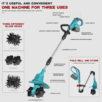 Motoculteur Électrique Transfrontalier Compact pour l'Agriculture, Micro-Cultivateur Rotatif, Désherbeur, Tondeuse à Gazon, 350W, Bleu Sarcelle/Noir
