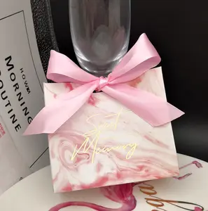 小粉红色购物袋首饰包装婚礼糖果礼品袋与弓