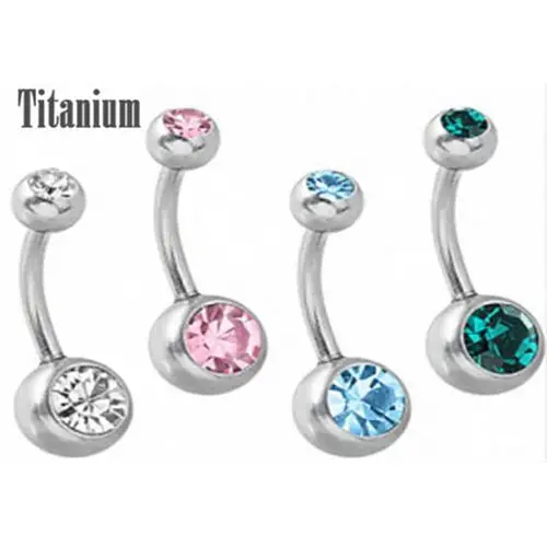 G23 Titanium Navel Ringen 14G Dubbele Edelstenen Navel Bars Buikringen