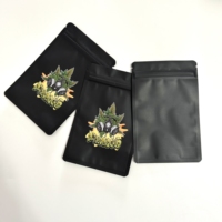 Sac en mylar noir mat imprimé sur mesure bonbons fleurs séchées pochettes en feuille d'aluminium stockage alimentaire thé emballage plat sacs avec zip-lock