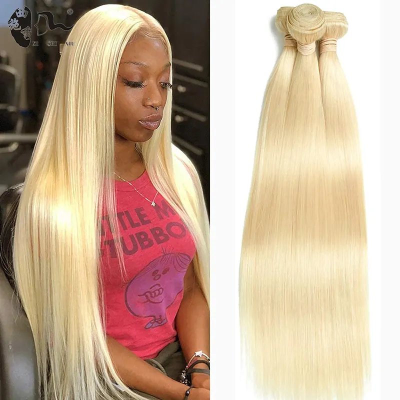 10-26 Inch Raw Virgin Natural 613 Blonde Hair Bundles, Straight Body Wave Hair weaving 100 Percent Pure Chinese Hair Bundles