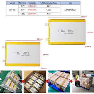 Batterie LiPo 595490 4.35V haute capacité LFP LiCoO2 3.8V 3.7V 3980mAh 4500mAh 4800mAh pour ordinateur portable, drone, batterie externe - Product Image 2