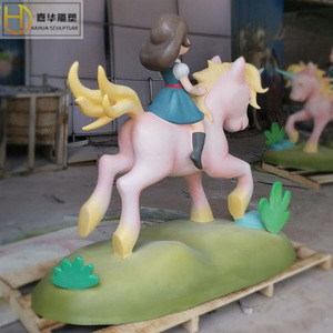 Escultura de Unicornio de Fibra de Vidrio para Niña, Figura Decorativa para Exteriores, Modelo Personalizado - Product Image 1