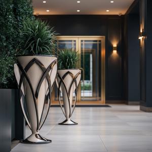 Ensembles de pots de fleurs <span class=keywords><strong>en</strong></span> fibre de verre personnalisés <span class=keywords><strong>en</strong></span> forme de losange, bacs de plantation <span class=keywords><strong>en</strong></span> gros pour centres commerciaux, grandes jardinières - Product Image 6