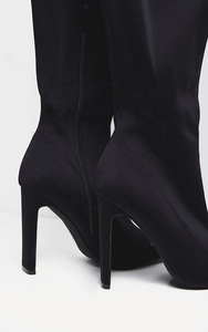 Bottes hautes pour femmes à talons épais, motif serpent gris, avec fermeture éclair latérale, bout pointu, au-dessus du genou, sexy - Product Image 5