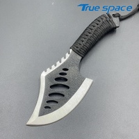 Couteau à lame fixe en acier inoxydable avec surface hautement polie. Convient aux deux mains. Poignée en corde de nylon noire