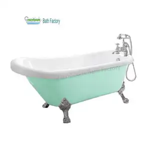 네덜란드 현대 목욕탕 1500X750mm 녹색 아크릴 깊은 담그는 클로 발 목욕 통