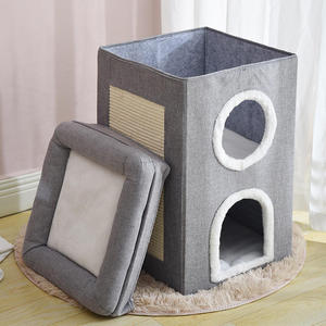 Winter warm bedeckte Möbel niedlichen modernen Haustier Eigentums wohnung Katze <span class=keywords><strong>Hideaway</strong></span> Höhlen bett mit Kratz kissen - Product Image 5