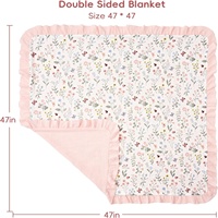 Couverture d'emmaillotage personnalisée en mousseline de coton pour bébé, motif floral à volants, douce, pour nouveau-né, literie de crèche pour tout-petit, couette en crêpe pour bébé