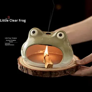 YUBIN Bruciatore di Incenso in Ceramica Creativo a Forma di Piccola Rana, Ecologico, per Aromaterapia, Uso Domestico per Tutte le Stagioni, con Salvia e Lavanda - Product Image 3