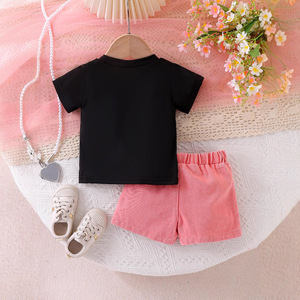 Conjunto de Ropa para Niñas de 0 a 3 Años, Camiseta de Algodón con Lazo, Culottes de Mezclilla con Abertura, 2 Piezas, Ropa para Niños, Conjuntos de Ropa para Bebés - Product Image 2