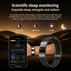 Bracelet intelligent Android en maille métallique ultra-fine de 2,8 mm avec moniteur de fitness, <span class=keywords><strong>thermomètre</strong></span>, suivi du sommeil et du <span class=keywords><strong>cycle</strong></span> <span class=keywords><strong>menstruel</strong></span> - Product Image 6