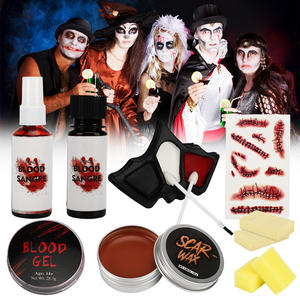 Kits d'Halloween créatifs, kit de <span class=keywords><strong>maquillage</strong></span> avec <span class=keywords><strong>faux</strong></span> sang, <span class=keywords><strong>faux</strong></span> cicatrices, blessures qui saignent, gouttes de sang, ensemble de cosplay, peinture pour le visage et le corps d'Halloween - Product Image 2