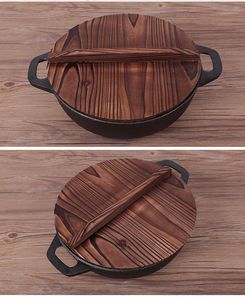 28cm gang Pan với nắp bằng gỗ preseasoned đồ nấu nướng kim loại bền đồ dùng nhà bếp - Product Image 5