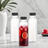 Botella de Plástico Cosmética Desechable de 500 ml, Botella PET Cuadrada con Tapa de PP para Cuidado Personal y Bebidas