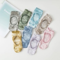 Chaussettes de yoga antidérapantes Morandi Tie Dye en gros, avec empeigne ouverte, en Spandex/Coton, chaussettes de sport avec option logo sur le revers