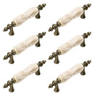 Poignées et boutons en céramique à motif marbre vintage avec trou central pour tiroirs de cuisine et meubles anciens