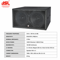 Subwoofer passif double 18 pouces JSL, 1200W, 4800W de pointe, 128dB SPL, haut-parleur de basses professionnel pour discothèque, salle de danse, DJ, fête