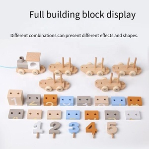 Jeu de blocs numériques en <span class=keywords><strong>bois</strong></span> Montessori, <span class=keywords><strong>train</strong></span> de colonnes de comptage mathématiques, jouet éducatif pour l'apprentissage précoce des tout-petits, blocs de construction StarQmi - Product Image 4