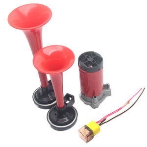Bocina de Aire para Auto 12V Roja, Doble Trompeta, Alta Frecuencia, Universal para Motocicleta y Camión, Colocación Frontal - Product Image 1