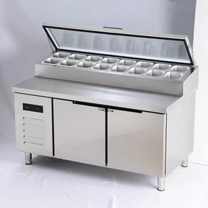 <span class=keywords><strong>Table</strong></span> de préparation réfrigérée pour pizza, congélateur commercial, <span class=keywords><strong>table</strong></span> en acier inoxydable, réfrigérateur pour bar à salades - Product Image 2