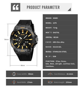 <span class=keywords><strong>Montre</strong></span> analogique-numérique sportive Skmei 2276 abordable, affichage du cadran, affichage LED lumineux, double affichage, Reloj Para Hombre - Product Image 5